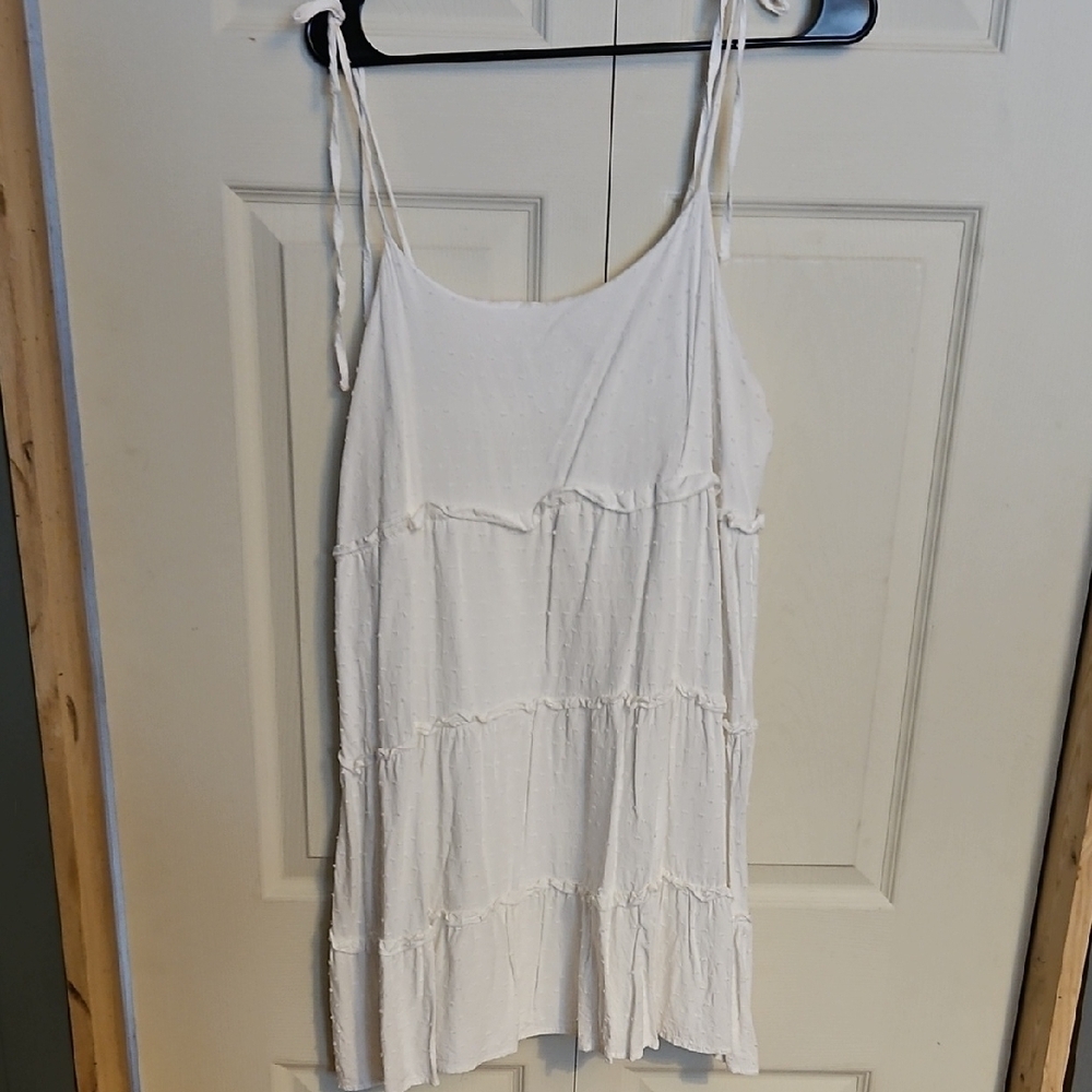 White Tiered Sleeveless Dress Xxl